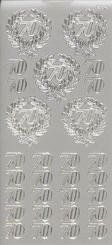 Konturensticker silber, Jubiläumszahlen 70
